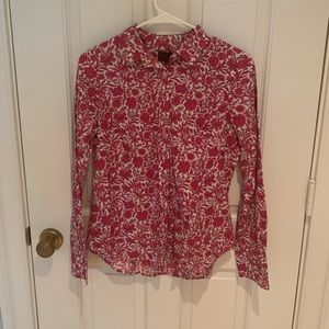 J crew hot pink floral button up top.